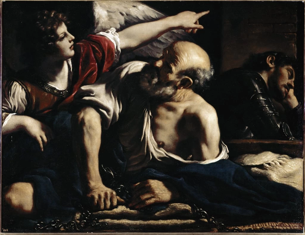 Giovanni Francesco Barbieri, il Guercino - San Pietro liberato dall'angelo, Prado, Madrid